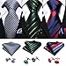 Barry.Wang 6 PCS Men Ties Set Silk Business Fashion Woven Necktie Handkerchief Cufflinks Paisley Stripe Wedding Party
