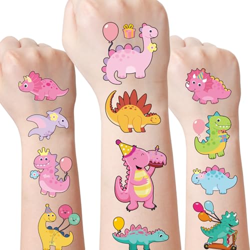 Three Rex ���� �ꎞ�I�ȓ���n - 6�� 180�� �s���N 3�΂̒a���� �f�R���[�V���� ���킢�� ���� T-rex �^�g�D�[�X�e�b�J�[ ���̎q 3�� ���� �p�[�e�B�[ �i�i �����p�i