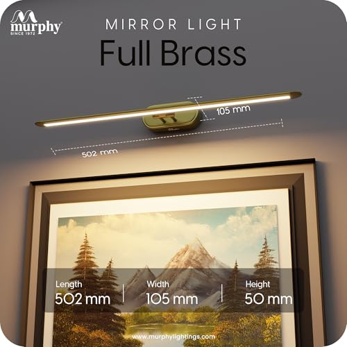 Image of Murphy 12W Colour Changing 3in1 Brass Finish LED Mirror Light (Cool White, Warm White, Neutral White) | Adjustable Angle | Modern Vanity /Dressing /Bathroom Wall Light-Pack of 1