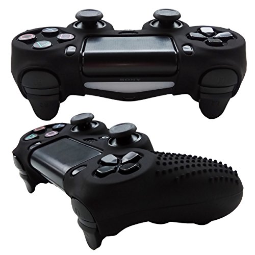 Pandaren Ps4 Controller Grip,Studded Anti-Slip Ps4 Controller Cover Silicone Skin For Ps4 /Slim/Pro Controller(Black Controller Skin X 1 + Fps Pro Thumb Grips X 8) #TOP3