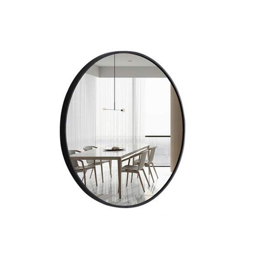 Nordic Bathroom Mirror Round Mirror, Wall-Mounted Makeup Mirror Vanity Mirror, Dressing Mirror, Shaving Mirror, Hanging Mirror, Bathroom Simple Decorative(40/50/60CM) (Black 60 * 60CM)
