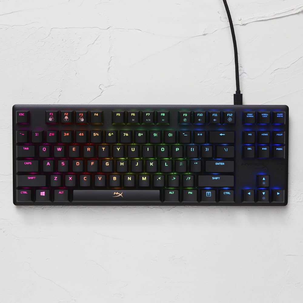 HyperX Alloy Origins Core – Teclado mecánico para videojuegos sin zona numérica – Factor de forma compacto – HyperX Blue – retroiluminación LED RGB (US Layout)