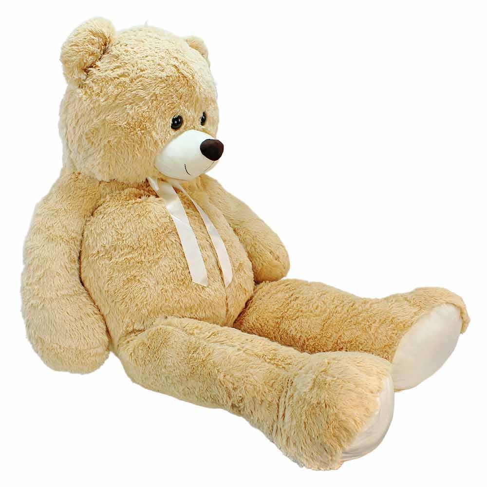 BEMIRO Riesen-Teddybär XXL Plüschtier mit Schleife, 150 cm | Weicher Plüsch, Aufhängeschlaufe, Kunststoffaugen, Zum Kuscheln & Dekorieren, Klassisches Design