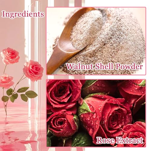 XMXueMei Rose Body Exfoliator, Deep Cleaning Exfoliating Body Scrub, Moisturizing Nourishing Salt Rose Body Scrub, 350 g