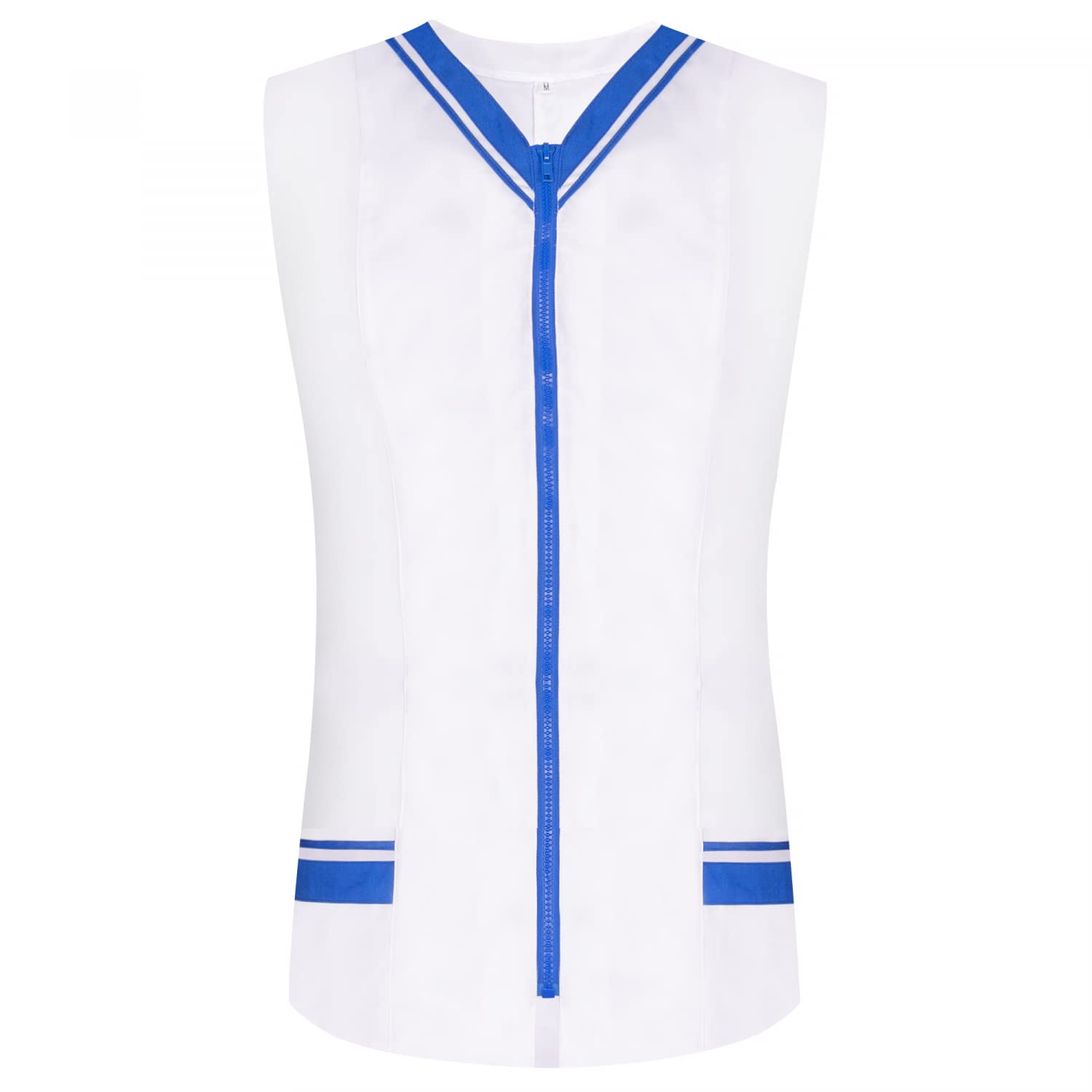Misemiya - VÊTEMENTS DE Travail Femme sans Manches Blanc/Noir Uniforme Clinique HÔPITAL Nettoyage VÉTÉRINAIRE SANTÉ HÔTELLERIE Ref: 818