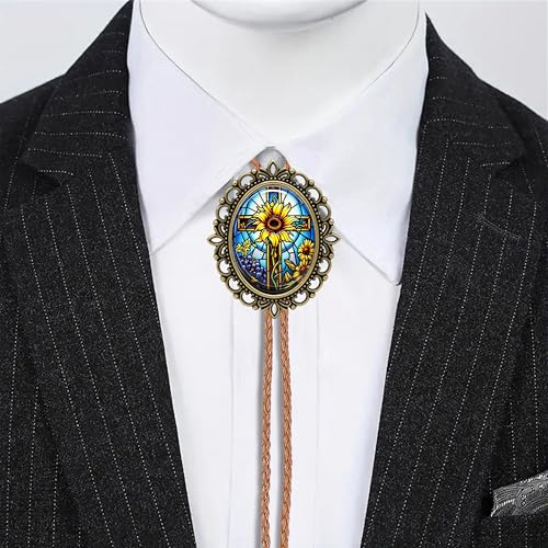 Image of Jeilwiy Bolo Tie for Men Western Cowboy Gothic Bolo Tie Necklace Halloween | Glow in Dark Bolo Tie for Men Women, 3D Halloween Bolo Tie, Gothic Western Ties, String Ties for Men Rodeo Leather Necktie