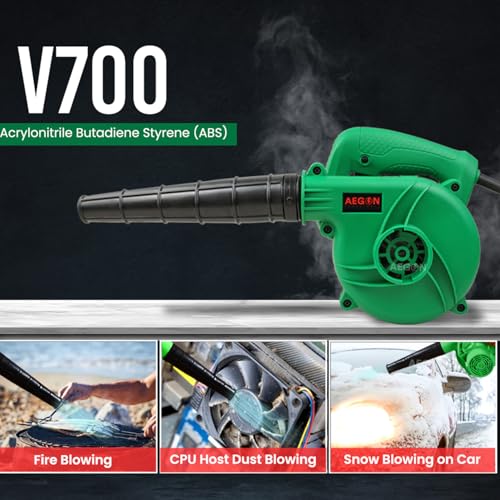 Image of AEGON V700 700W Heavy Duty Electric Air Blower with Nozzle | Variable 6-Speed Motor, 16000 RPM | 4.5 m /min High Airflow | Copper Motor | Dust Cleaner for Home, Car, Garden, Office (Green)