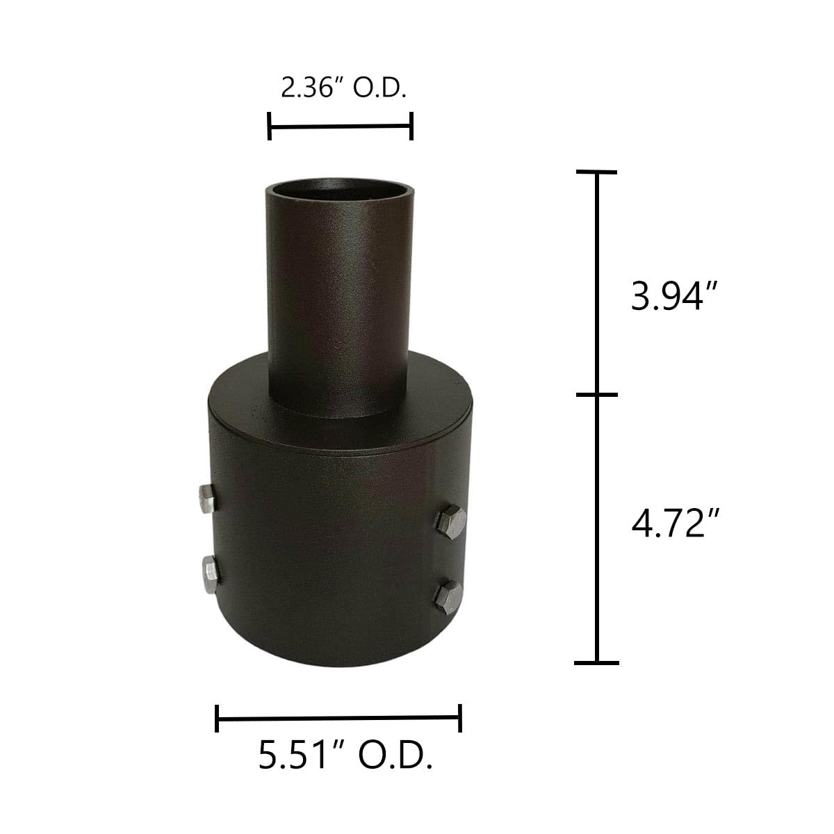 JCLievo Tenon Adapter for 5 Inch Round Pole, Top Tenon 2 3/8 Inch Fits Over Slipfitter Mount, Bottom Portion 5.51 Inch, Bronze Top Mount, Galvanized Steel Bracket for LED Area Light