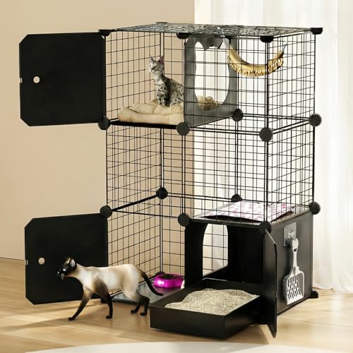 PAWING 3-Tier Metal Wire Cat Enclosure