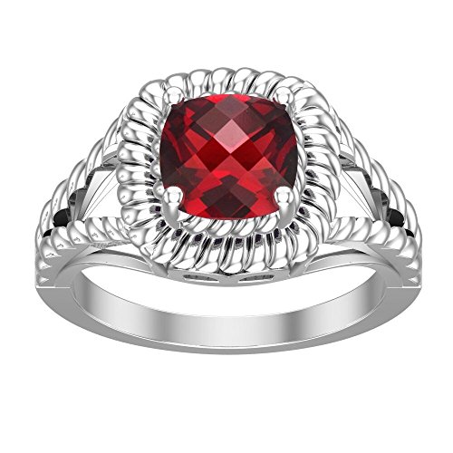 Women 925 Real Sterling Silver 8 mm Halo Cushion Gemstone Ring2
