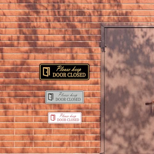 Plaque porte Please Keep Door Closed lisibilité optimale finition brossée - 5