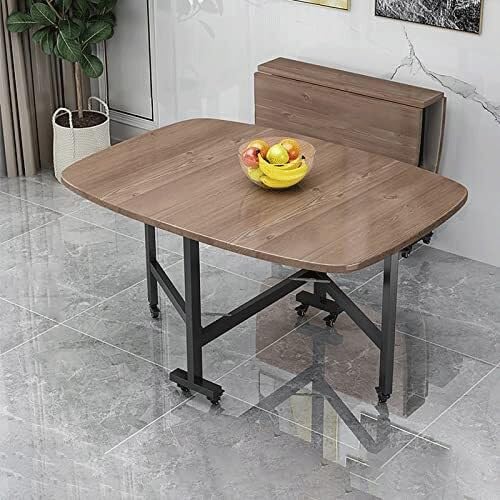 Tavolo da pranzo allungabile con ruote universali, design con foglie a goccia, per ristoranti, soggiorni e terrazze, 120 x 70 cm, salvaspazio e versatile