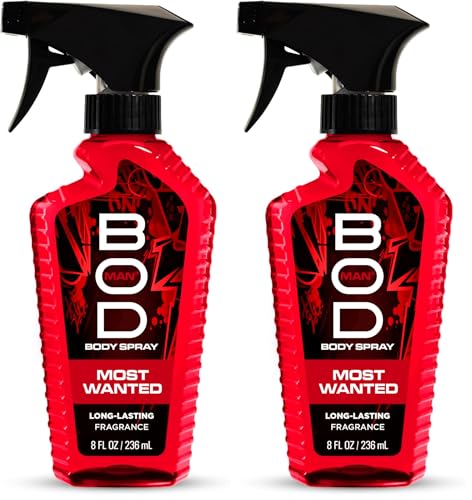 BOD man Fragrance Body Spray, Most Wanted, 8 fl oz (Pack of 2)