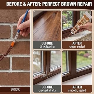 WanKuMi Brown Caulk, Brown Silicone Caulk, Caulking Sealant, Strong Bonding, Flexible, Waterproof for Interior and Exterior Doors, Window, Roofing Siding, Wood Flooring, Roofing etc, 100ml