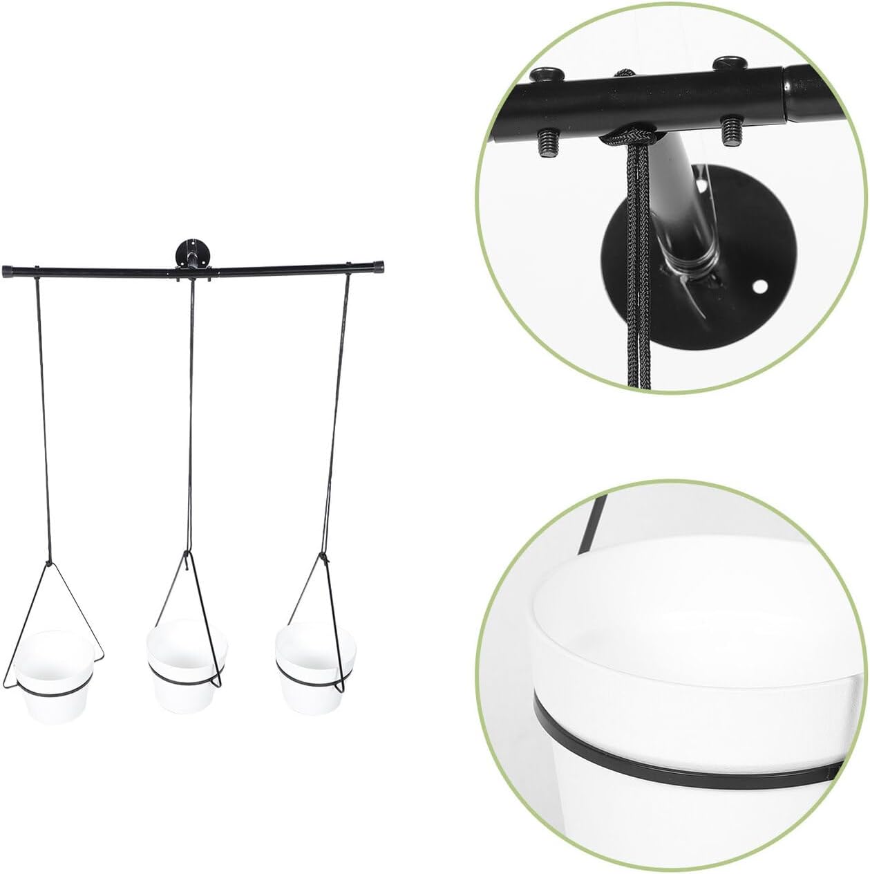 BESPORTBLE Metal Hanging Flowerpot Holder Rack Indoor Planter Hanger with Removable Black Iron Pot Ring for Wall and Ceiling Mount, Indoor Home Plant Ceiling Hanging Rack