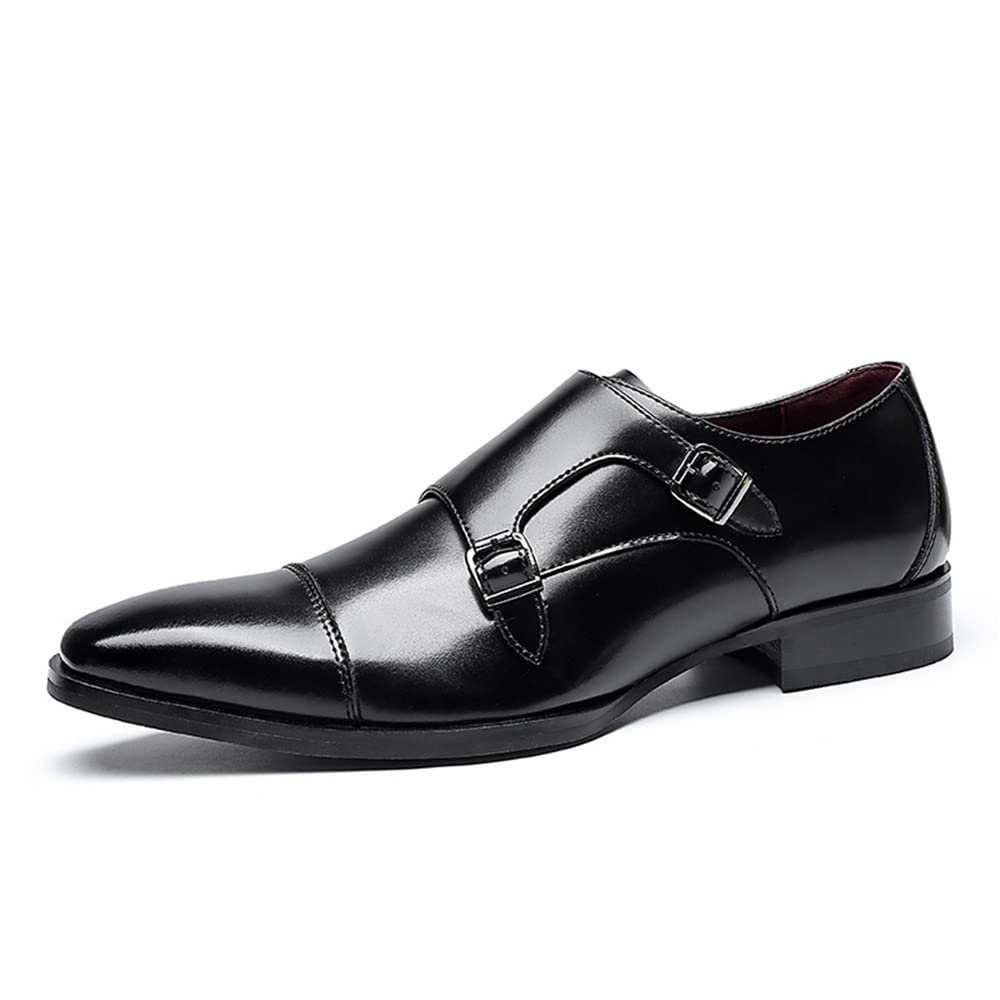 Scarpe da Uomo con Doppia Fibbia Monk Strap Monk in Pelle con Punta Liscia Scarpe Eleganti da Uomo in Pelle Oxford Formali da Lavoro Casual
