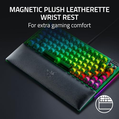 Razer BlackWidow V4 75% Phantom Green Editon - Hot-swappable Mechanical Gaming Keyboard (Orange Tactile Switches, media roller with 2 dedicated media buttons) US Layout | Phantom Green