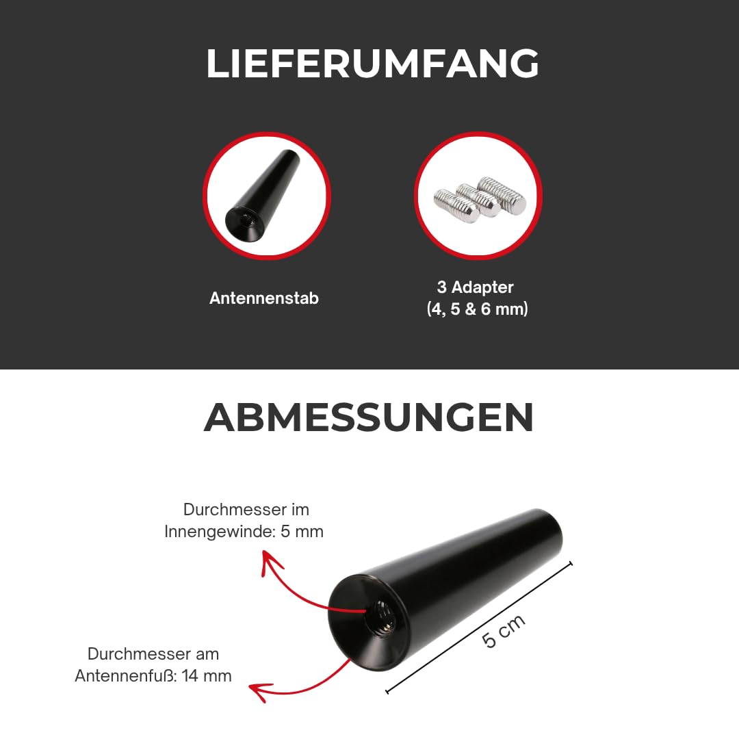 Audioproject A205 - Antenna-per-autoradio 5 cm compatibile per: Toyota Aygo Opel Corsa Fiat Panda Suzuki Peugeot Cooper adapter universe antenna auto corta accessori