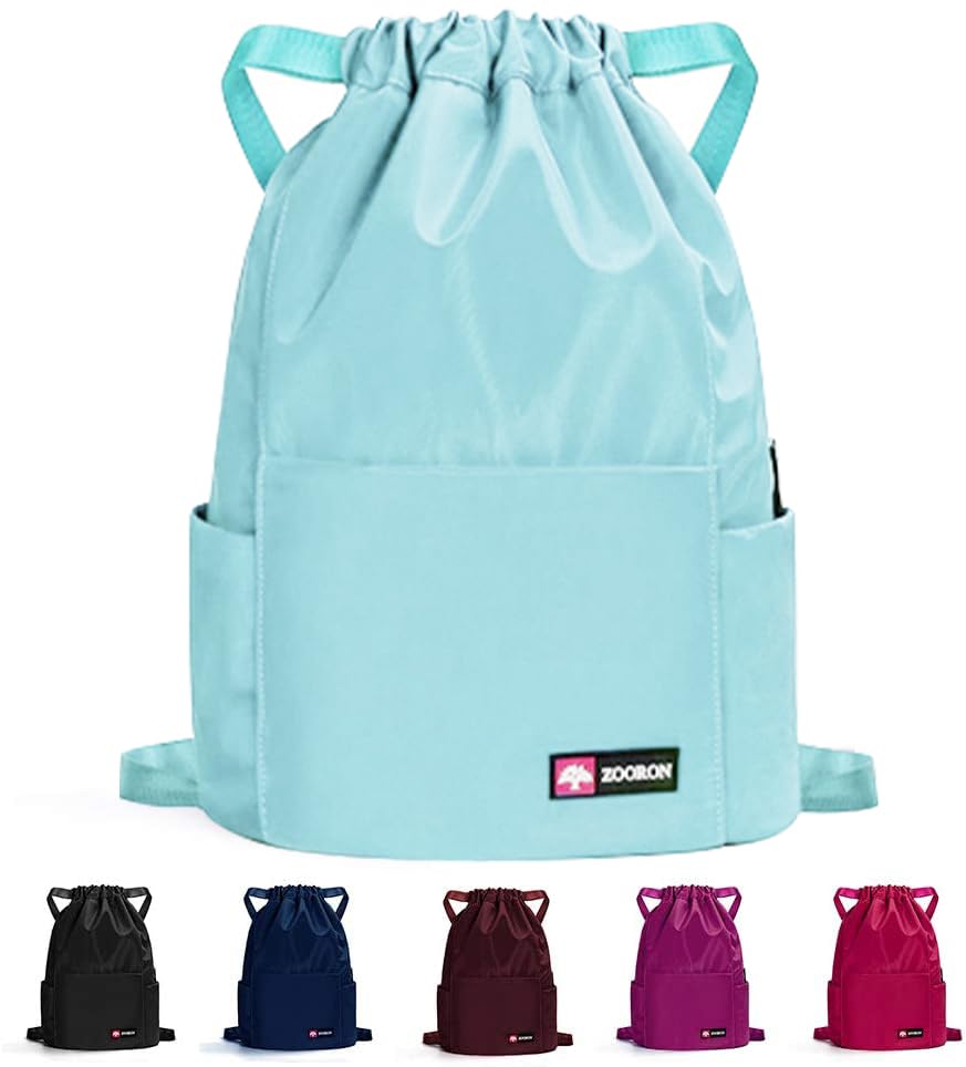 Image of ZOORON Waterproof Drawstring Gym Backpack Bag for Men & Women, Sport Gym Sack Mini Travel Daypack