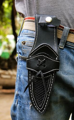 Al-Salah-Craft Bainha de faca de lâmina fixa de coleção feita à mão - Bainha de couro preto genuíno