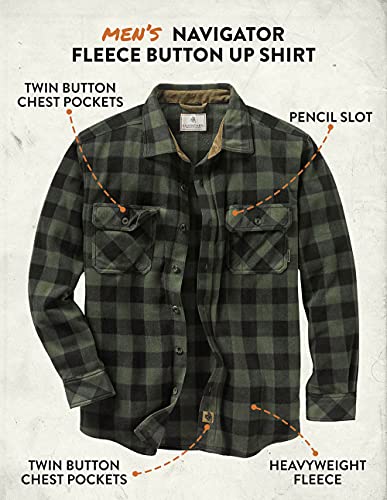 Legendary Whitetails Men's Standard Navigator Fleece Button Up Shirt, Night Forest Plaid, Xx-Large #TOP5