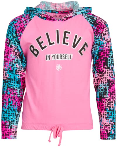 Delia*S Girls’ Active Leggings Set – 3 Piece Performance Hoodie, Leggings, Headband (4-16), Size 7/8, Pink Geometric Believe #TOP2