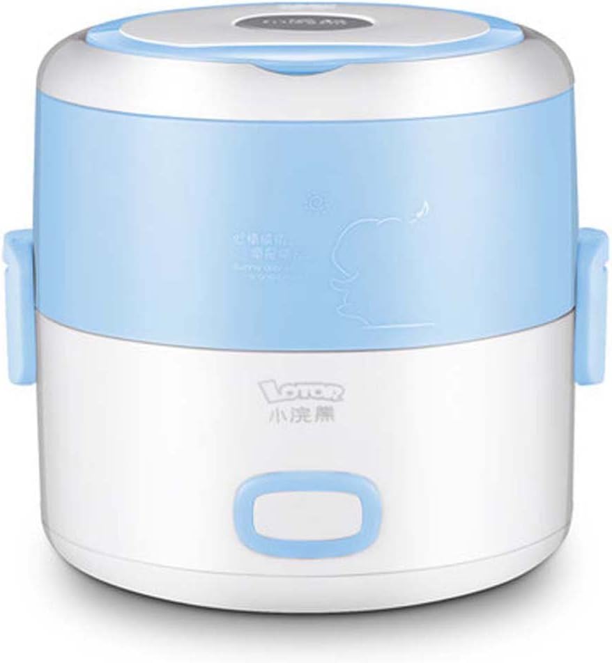 Lotor Mini 2 Layer Lunch Box Electric Portable Multi-Cooker/Rice Cooker & Steamer & Slow Cooker 1.3L Litre Multifunction Stainless Steel Inner Pot Heating Box (Sky Blue)