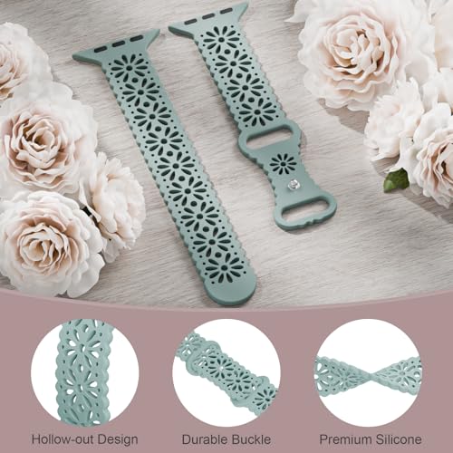 Image of Slim Lace Hollow-out Floral Silicone Bands Compatible with Apple Watch Band