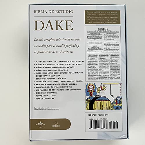 RVR 1960 Biblia de estudio Dake, tamaño grande, piel marrón / Spanish RVR 1960 D ake Study Bible, La