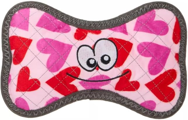 Joyhound Valentine Dog Toy Rip Roarin' Tough Plush Heart Bone Holiday Squeaker Dog Toy - Aggressive Chewers