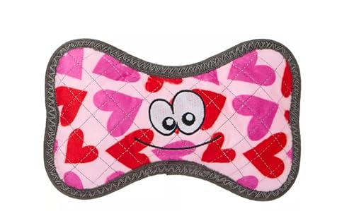 Joyhound Valentine Dog Toy Rip Roarin' Tough Plush Heart Bone Holiday Squeaker Dog Toy - Aggressive Chewers