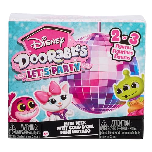 Just Play Estatuillas coleccionables Disney Doorables Let’s Party Mini Peek, de 3,8 cm, Caja Sorpresa, Juguetes para niños a Partir de 5 años