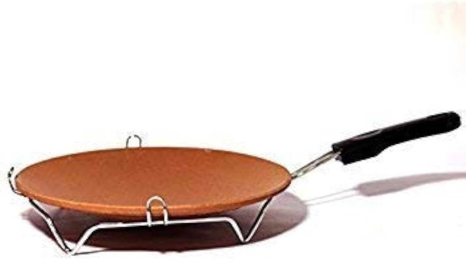 Earthen Clay Terracotta Chapati Tawa with Steel Stand, Brown (TSS) Earthen Clay Terracotta Chapati Tawa with Steel Stand, Brown (TSS)