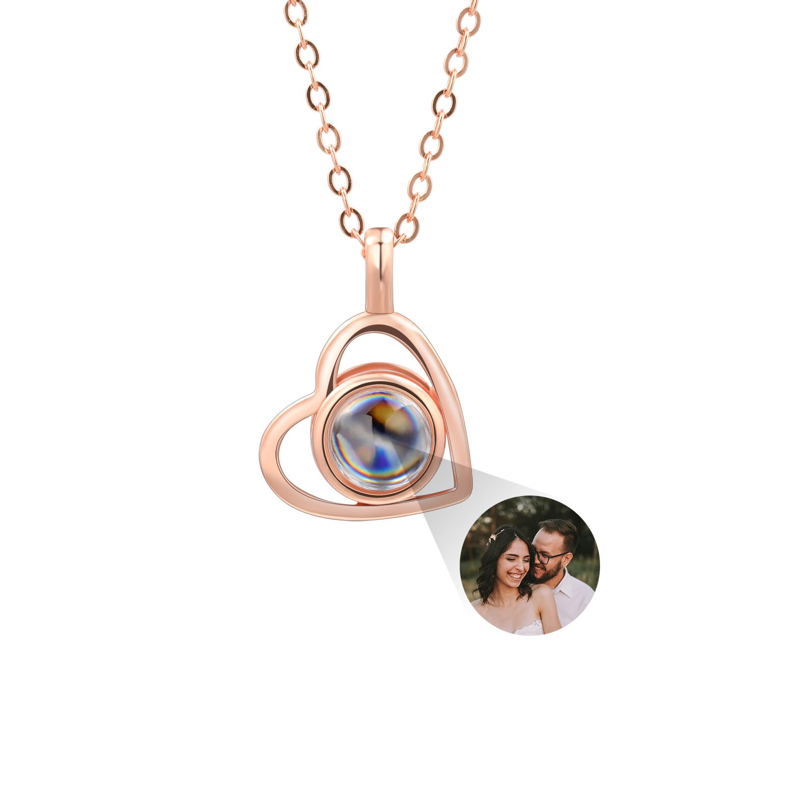 INBLUE Colgante con Imagen de Proyección Personalizada Collar de Plata de Ley 925 Colgante En Forma de Corazón de Cumpleaños para Ella/Mujer/Novia/Joyería para Mamá