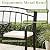 AVAWING Outdoor Metal Garden Bench, 2-Seat Patio Porch Bench with Steel Frame, Park Bench w/Pullout Middle Table? Cushion for Backyard Lawn Deck Entryway, Black