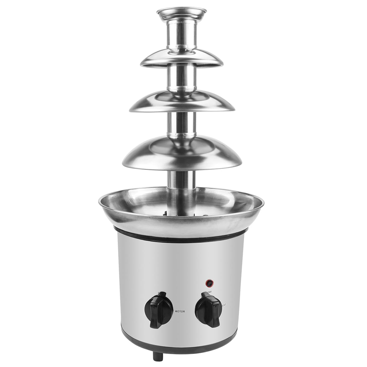 4 Tiers Chocolate Fountain Electric Chocolate Fondue Fountain,2-Pound Capacity,Stainless Steel Cascading Fondue Heat Motor Controls Pot for Cheese, Melting Chocolate, Liqueurs