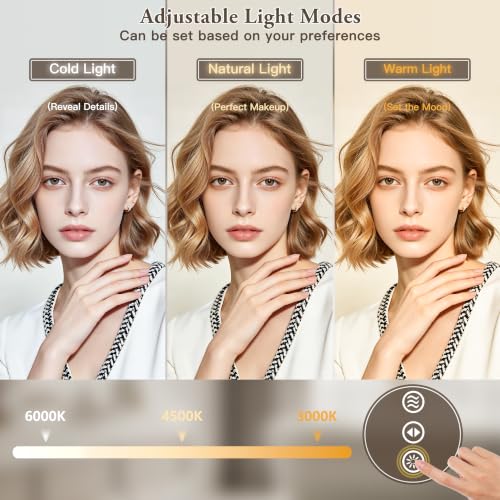 Image of 30 inch x 36 inch Led Bathroom Mirror with Lights, Anti-Fog & Tri-Color Lighting - Wall Mounted Shaving Mirror with Touch Sensor, Waterproof & Smart LED Vanity Mirror,Tempered Glass, Dimmable Smart Mirror