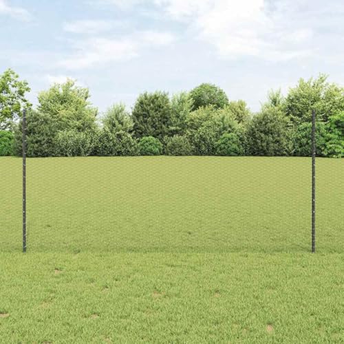Clôture de jardin en acier avec poteaux - Gris - 1,2 x 25 m - Pour l'extérieur - Treillis métallique durable - Montage facile