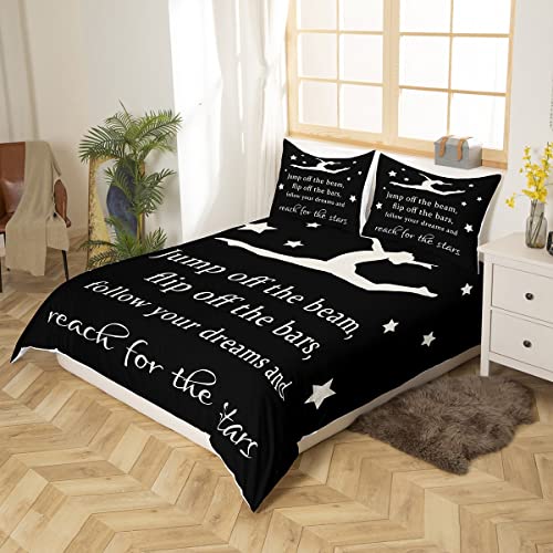 Homemissing Gymnastics Bedding Duvet Cover Set Gymnast Dancer Bedding Gymnastics Lover Comforter Cover Set Microfiber Bedspread Cover Shaped Body Black Bedroom Bedclothes Double - Image 2