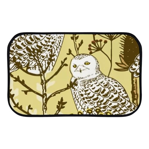 Nuansexi Bathroom Rugs Owl Winter Forest Hand Drawn Style Floor Mats Non Slip Bathmat Doormat Tub Mat Coral Velvet Absorbent Entrance Carpet Mats Machine Washable Bedroom Decor