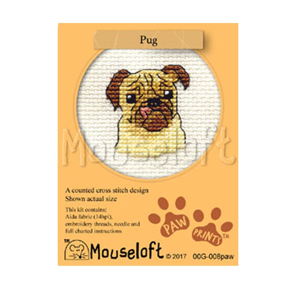 Mouseloft Stitchlets 'Paw Prints - Pug' Cross Stitch Kit