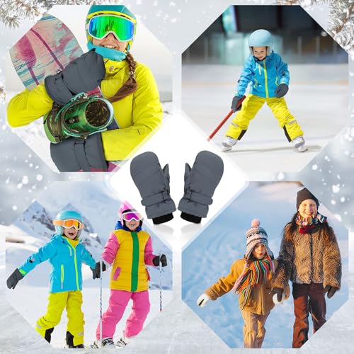 Image of Geyoga 4 Pairs Kids Mittens Waterproof Ski Gloves Boys Girl Warm Snow Winter Mittens for Kids Toddler Outdoor Activities