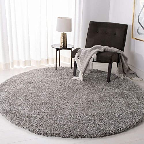 Image of Premium Antiskid Shaggy Carpet /Rug Plain Fur Rectangular Rugs,Soft Microfiber for Bedroom,Living Room,Kids Room,Hall etc (Silver, 5X5 FEET Round)