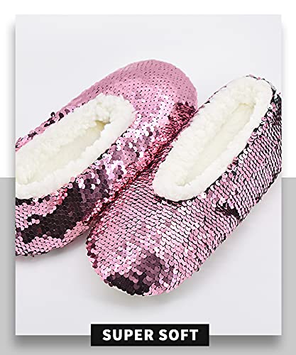 Image of Panda Bros Womens Ballerina Sequin Slippers, Bling House Slippers With Grippers
