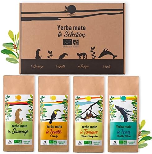 ORIGEENS Organic Yerba Mate Set x4 | Organic Yerba Mate Tea 4x80gr | Mate Set, Gift Idea