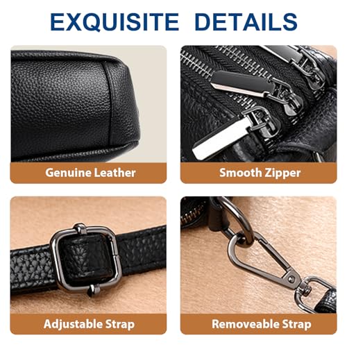 Image of Genuine Leather Crossbody Purses for Women Small Shoulder Handbags Quilted Hobo Bags
