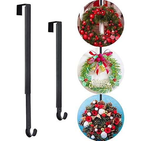 Christmas Wreath Hanger, Adjustable Wreath Hanger for Front Door 15"-25", 20lbs Metal Wreath Hanger Door Hanger Hook for Christmas Decorations Cover