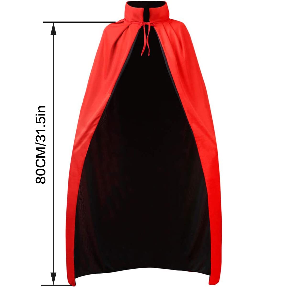 Cape De Vampire Réversible - Col Montant, Satin Rouge/noir - Kit Complet 35 Pièces Pour Halloween, Carnaval, Soirée Déguisée - 11