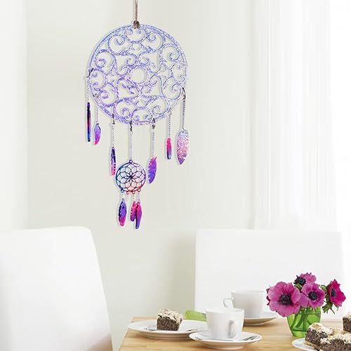 Miniatura 7 de Molde de silicona atrapasueños, molde para atrapasueños, molde de resina epoxi para colgar en la pared, colgante de plumas, kit de llavero, molde