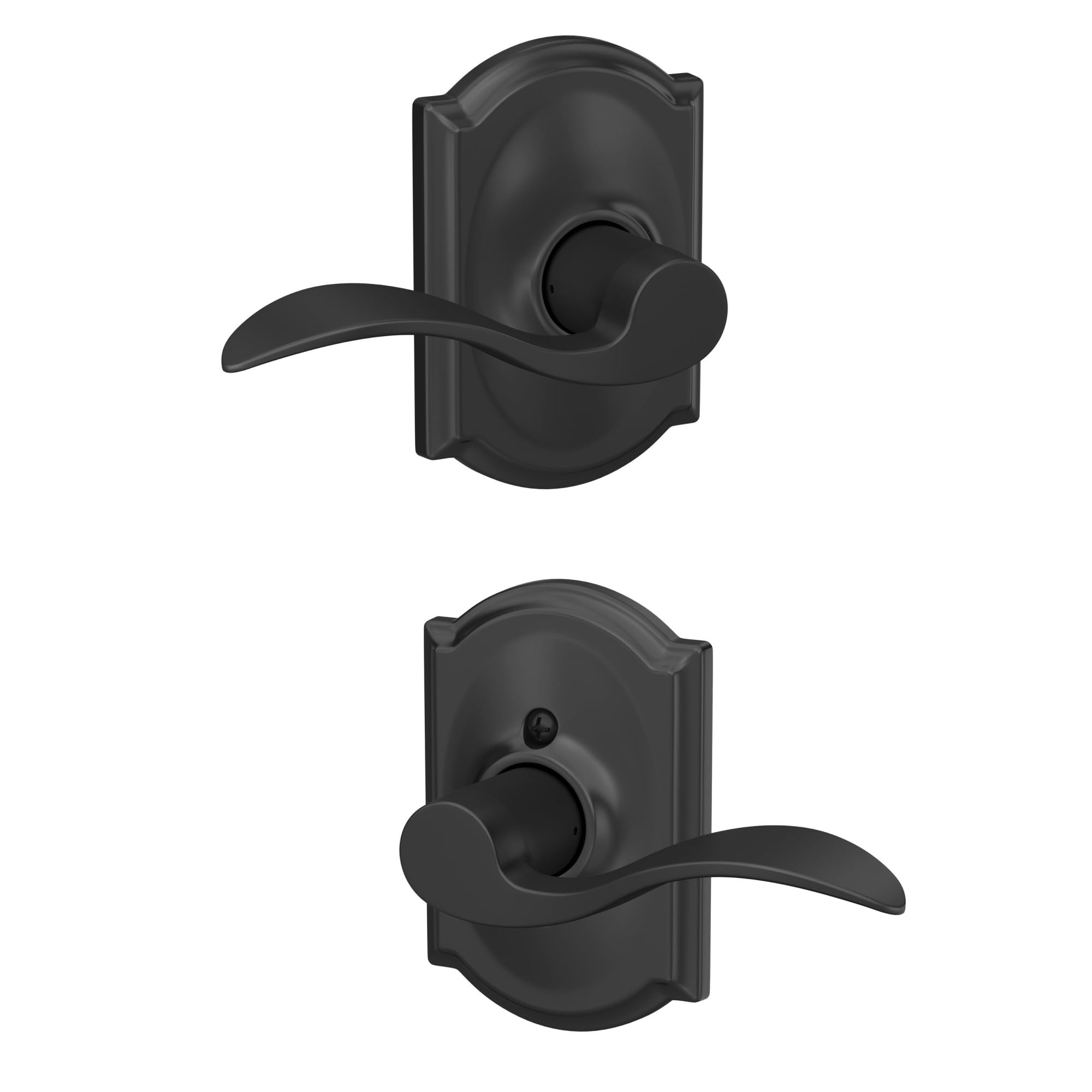 Camelot Trim with Accent Hall and Closet Lever, Matte Black (F10 Acc 622 CAM), 1 Pack
